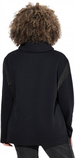 Ulla Popken Chain Fringe Smooth Fleece Sweatshirt Black - Sweatshirts & hoodies - 