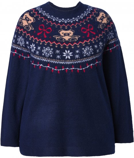Ulla Popken Norwegian Style Christmas Sweater Blue - Sweatshirts & hoodies - 