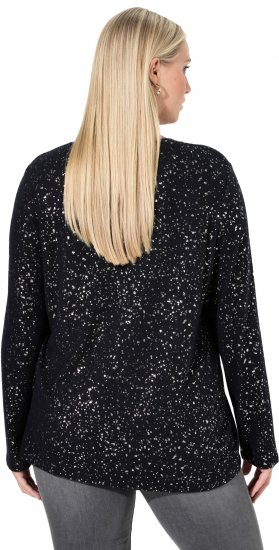 Ulla Popken Metallic Print Extra Soft Christmas Sweatshirt Black - Sweatshirts & hoodies - 