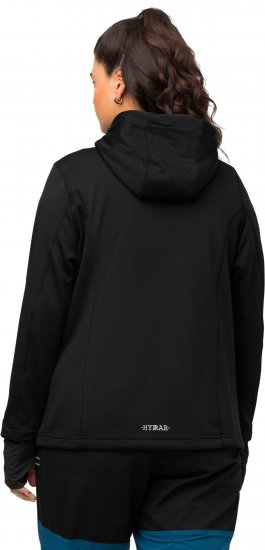 Ulla Popken HYPRAR Zip Front Hooded Stretch Sweatshirt Black - Sweatshirts & hoodies - 