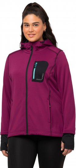 Ulla Popken HYPRAR Zip Front Hooded Stretch Sweatshirt Blackberry - Sweatshirts & hoodies - 