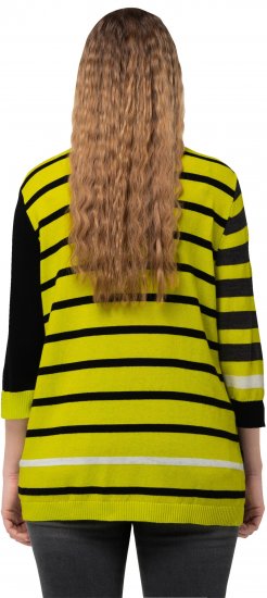 Ulla Popken Mixed Stripe 3/4 Sleeve Colorblock Sweater Apple Green - Sweatshirts & hoodies - 