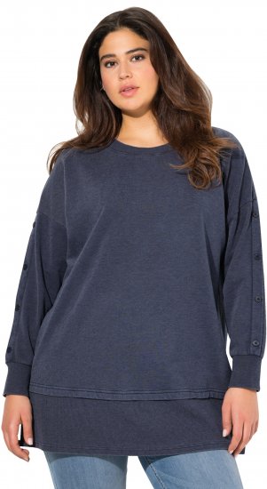 Ulla Popken Layered Look Button Sleeve Sweatshirt Navy - Sweatshirts & hoodies - 