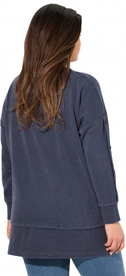 Ulla Popken Layered Look Button Sleeve Sweatshirt Navy - Sweatshirts & hoodies - 