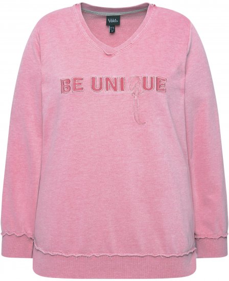 Ulla Popken Graphic BE UNIQUE Inverted Seam Sweatshirt Raspberry - Sweatshirts & hoodies - 