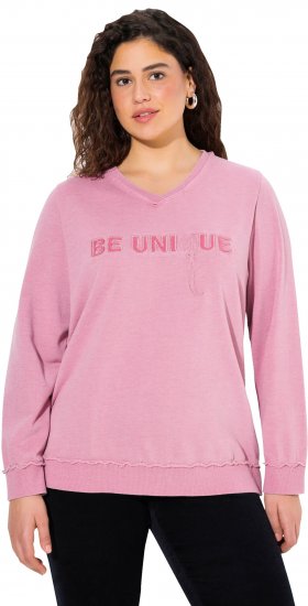 Ulla Popken Graphic BE UNIQUE Inverted Seam Sweatshirt Raspberry - Sweatshirts & hoodies - 
