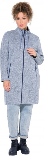 Ulla Popken Longline Knit Fleece Jacket Sky Blue - Sweatshirts & hoodies - 
