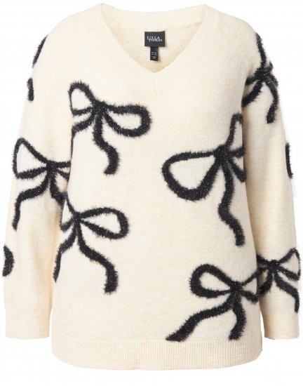 Ulla Popken Glitter Bow Sweater Chalk - Sweatshirts & hoodies - 