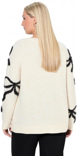 Ulla Popken Glitter Bow Sweater Chalk - Sweatshirts & hoodies - 