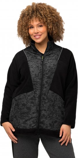 Ulla Popken Patch Print Fleece Jacket Black - Sweatshirts & hoodies - 