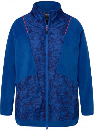 Ulla Popken Patch Print Fleece Jacket Denim Blue - Sweatshirts & hoodies - 
