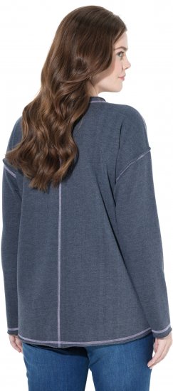 Ulla Popken Houston Textured Lettering Sweatshirt Navy - Sweatshirts & hoodies - 