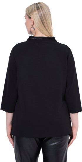 Ulla Popken Decorative Chain Collar Sweatshirt Black - Sweatshirts & hoodies - 
