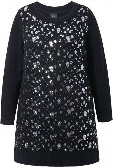Ulla Popken Sequined Soft Fine Knit Sweater Black - Sweatshirts & hoodies - 