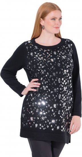 Ulla Popken Sequined Soft Fine Knit Sweater Black - Sweatshirts & hoodies - 