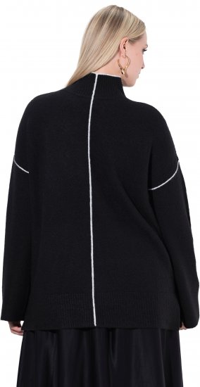 Ulla Popken Decorative Seam Contrast Color Sweater Black - Sweatshirts & hoodies - 