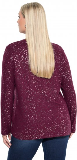 Ulla Popken Metallic Print Extra Soft Christmas Sweatshirt Dark Wine Red - Sweatshirts & hoodies - 
