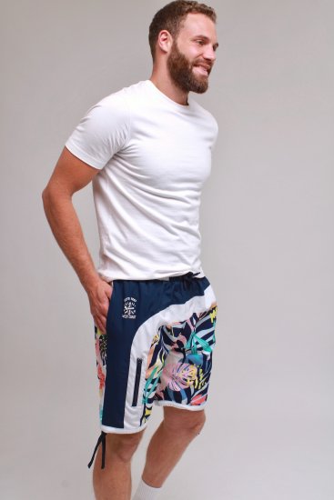 Kam Jeans 3018 Panelled Floral Swimshorts Navy - Roupa de banho - Calções de Banho Homem Tamanhos Grandes