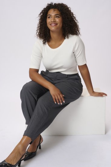 Kaffe Curve Merla Calças Dark Grey Melange - Jeans & Calças Femininas em Tamanhos Grandes – Plus Size - 