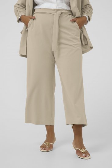 Kaffe Curve Pheolo Cropped Pants Feather Grey - Calças de tecido - 
