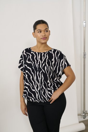 Kaffe Curve Sonna Stanley Top Preto/Antique Estampado zebra - T-shirts - 