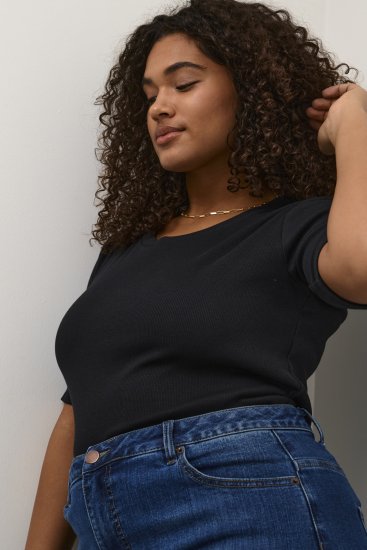 Kaffe Curve Carina T-shirt Preto profundo - T-shirts - 