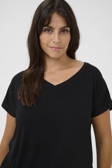 Kaffe Curve Jena V-Neck T-shirt Preto profundo - T-shirts - 