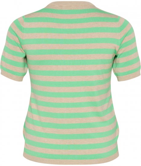 Kaffe Curve Lizzy Camisola às riscas Cinzento pluma mesclado/Verde - T-shirts estampadas para mulher - 