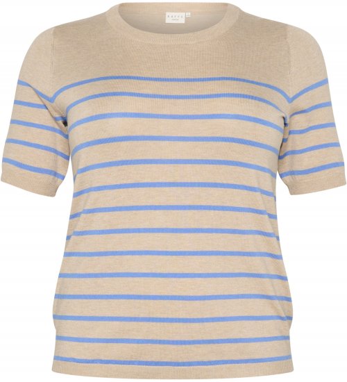 Kaffe Curve Lizzy Camisola às riscas Bege/Azul - T-shirts estampadas para mulher - 