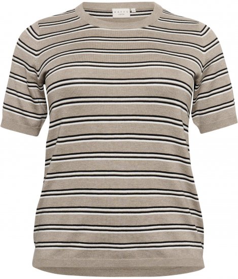 Kaffe Curve Lizzy Camisola às riscas Bege/Preto - T-shirts estampadas para mulher - 