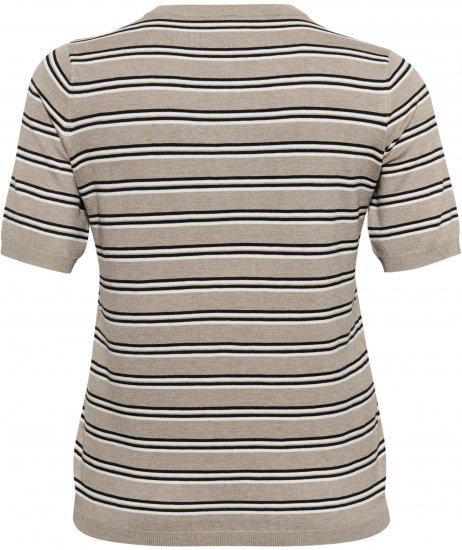 Kaffe Curve Lizzy Camisola às riscas Bege/Preto - T-shirts estampadas para mulher - 