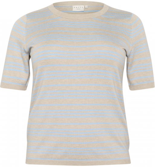 Kaffe Curve Lizzy Camisola às riscas Bege/Azul suave - T-shirts estampadas para mulher - 