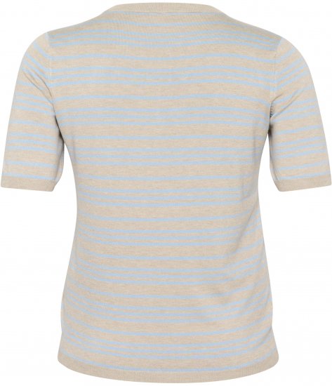 Kaffe Curve Lizzy Camisola às riscas Bege/Azul suave - T-shirts estampadas para mulher - 