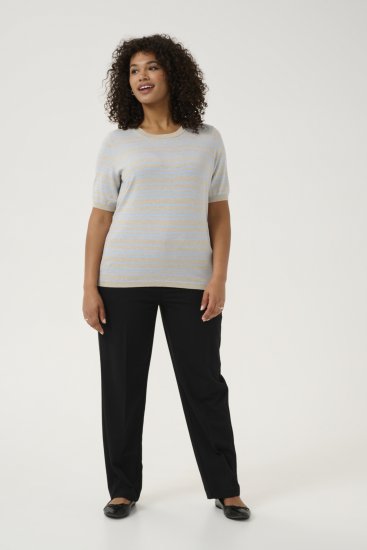 Kaffe Curve Lizzy Camisola às riscas Bege/Azul suave - T-shirts estampadas para mulher - 
