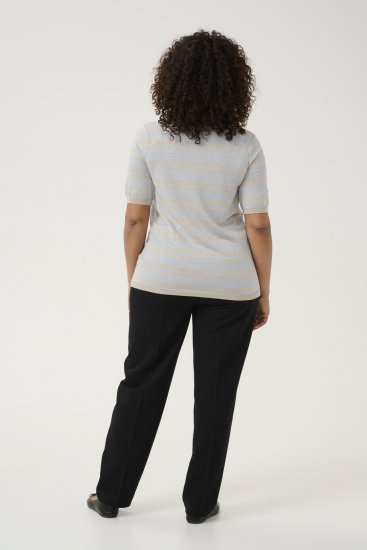Kaffe Curve Lizzy Camisola às riscas Bege/Azul suave - T-shirts estampadas para mulher - 