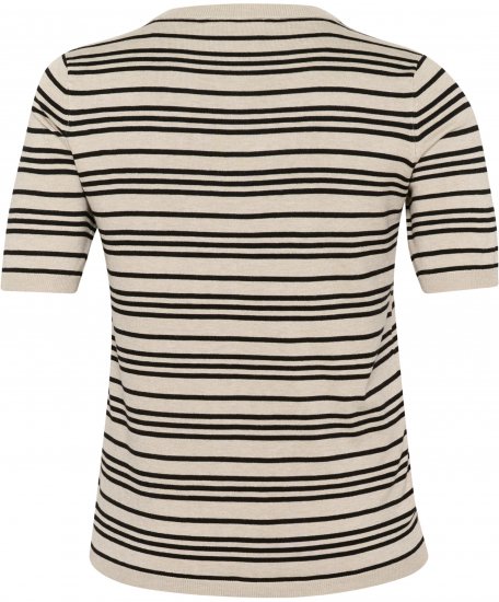 Kaffe Curve Lizzy Camisola às riscas Bege/Preto às riscas - T-shirts estampadas para mulher - 