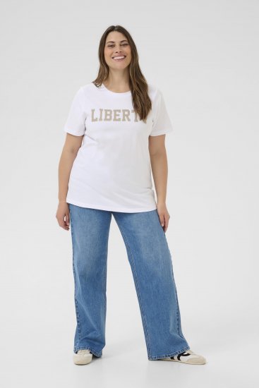 Kaffe Curve June T-shirt Branco - T-shirts estampadas para mulher - 