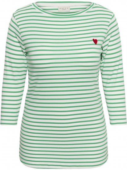Kaffe Curve Lia Boatneck 3/4 T-Shirt Chalk/Bright Green - T‑shirts e Tops - Tops e T-shirts para Todos os Tamanhos