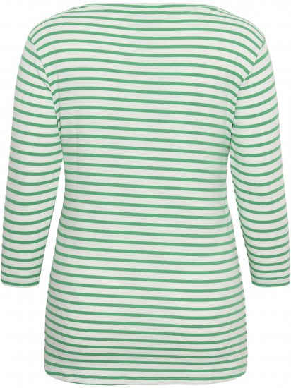 Kaffe Curve Lia Boatneck 3/4 T-Shirt Chalk/Bright Green - T‑shirts e Tops - Tops e T-shirts para Todos os Tamanhos