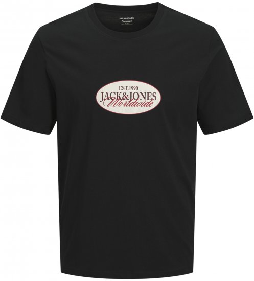 Jack & Jones Catskills Worldwide T-shirt Preto - T-shirts - T-shirts Homem Tamanhos Grandes