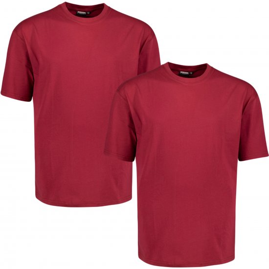 Adamo 129420 Comfort Fit Twin Pack T-Shirt Red - T-shirts de uma cor - T-shirts de uma cor Tamanhos Grandes