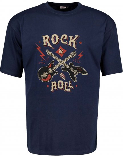 Adamo Rock and Roll Comfort Fit T-Shirt Navy - T-shirts lisas - T-shirts lisas tamanhos grandes