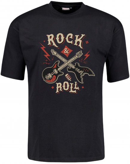 Adamo Rock and Roll Comfort Fit T-Shirt Black - T-shirts lisas - T-shirts lisas tamanhos grandes