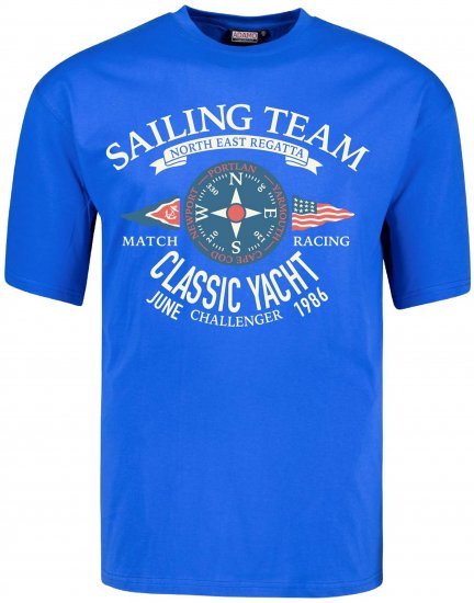 Adamo Motivshirt Sailing Comfort Fit Royal Blue - T-shirts - T-shirts Homem Tamanhos Grandes