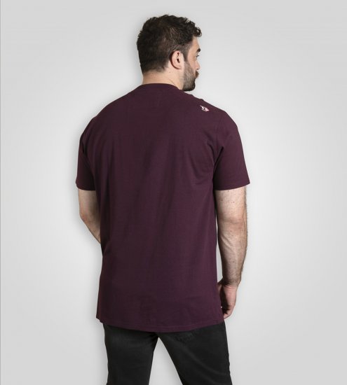 D555 Grimsby Rock n' Roll Skull Printed T-Shirt Burgundy - T-shirts lisas - T-shirts lisas tamanhos grandes