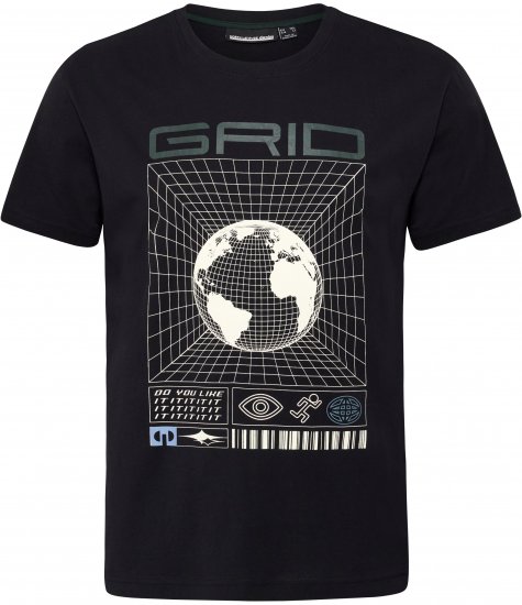 North Latitude 53333 Grid Printed T-Shirt Black - T-shirts - T-shirts Homem Tamanhos Grandes