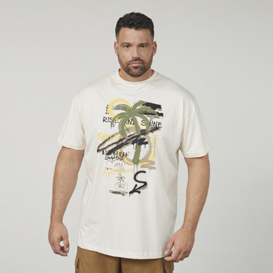 North Latitude 61360 Palm Printed T-Shirt Off White - T-shirts lisas - T-shirts lisas tamanhos grandes