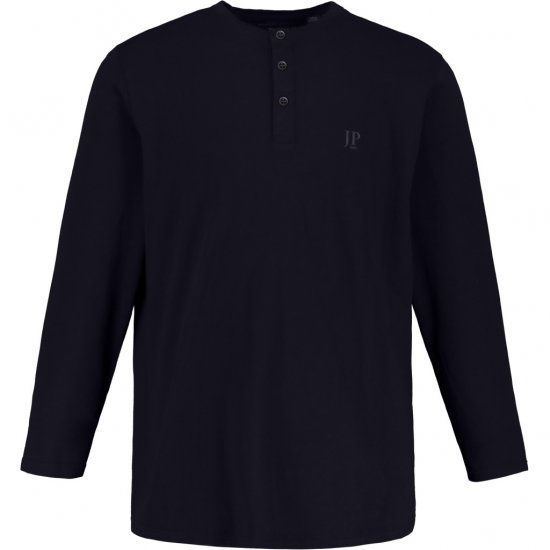 JP1880 Henley T-Shirt Long Sleeve Dark Navy TALL - ROUPAS DE HOMEM MT-6XLT - Tamanhos-Tall Homem