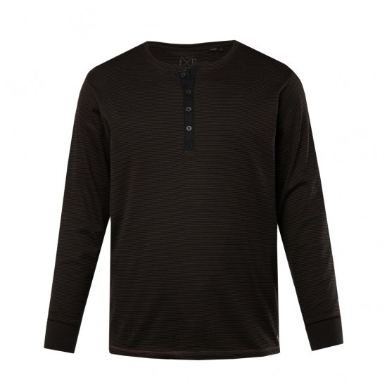JP1880 T-Shirt Henley Long Sleeve Striped Brown TALL - ROUPAS DE HOMEM MT-6XLT - Tamanhos-Tall Homem