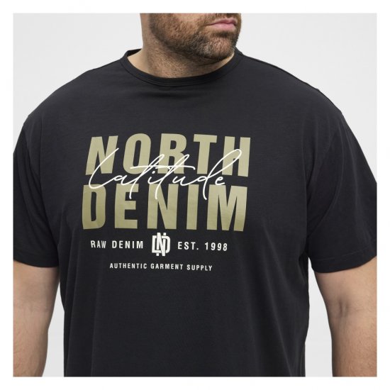 North Latitude Denim Printed Logo T-Shirt Black - T-shirts - T-shirts Homem Tamanhos Grandes